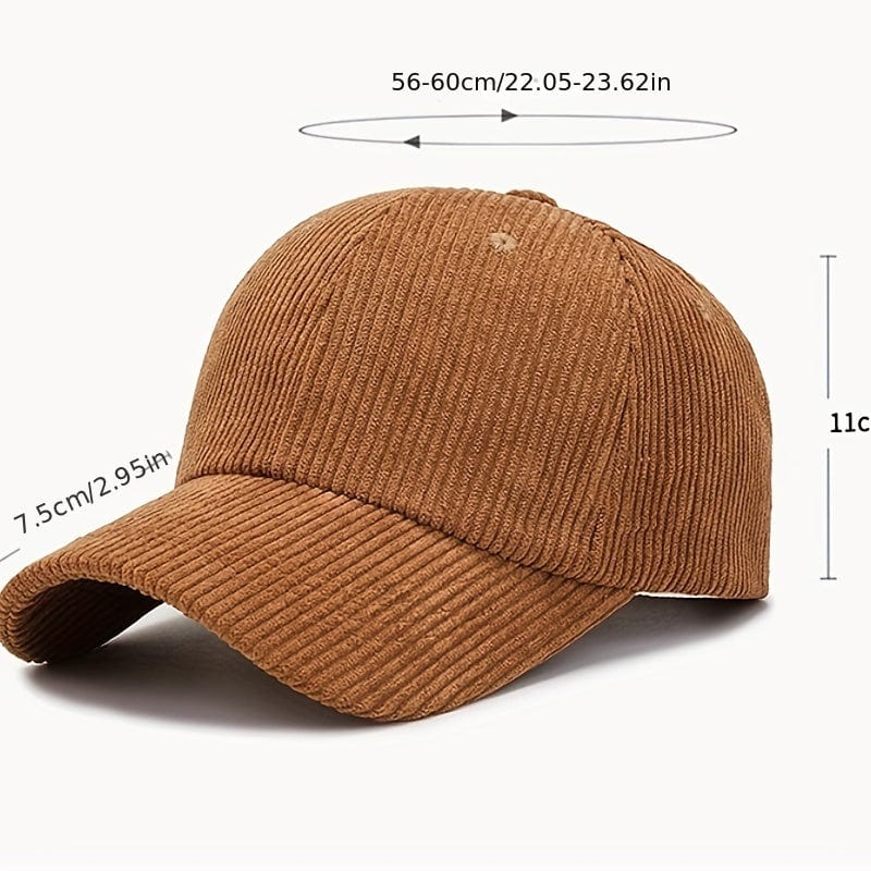 Timeless Corduroy Baseball Hat - Adjustable unisex Mens Womens Orange