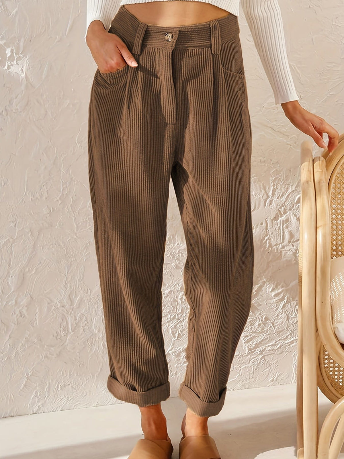 Womens GANNI brown Organic Cotton Corduroy Trousers | Harrods #  {CountryCode}